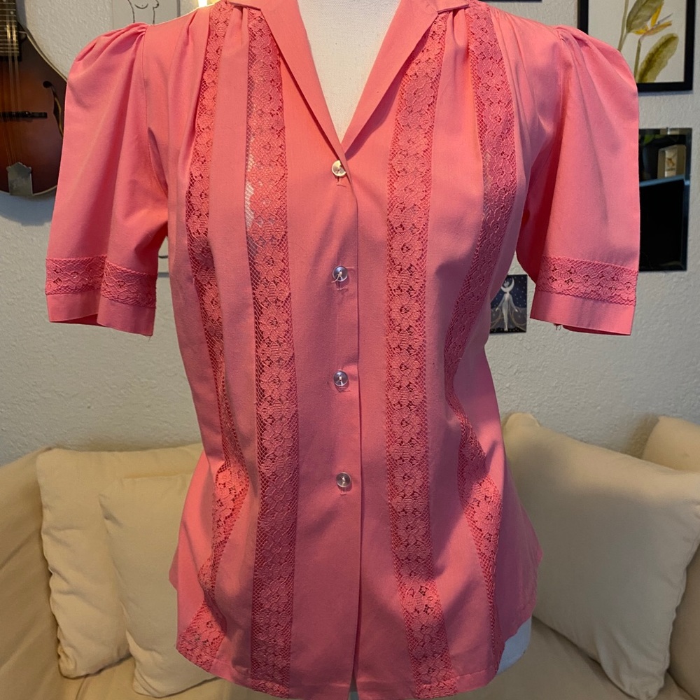 Pink Lace Button Up - Picture 3 of 3